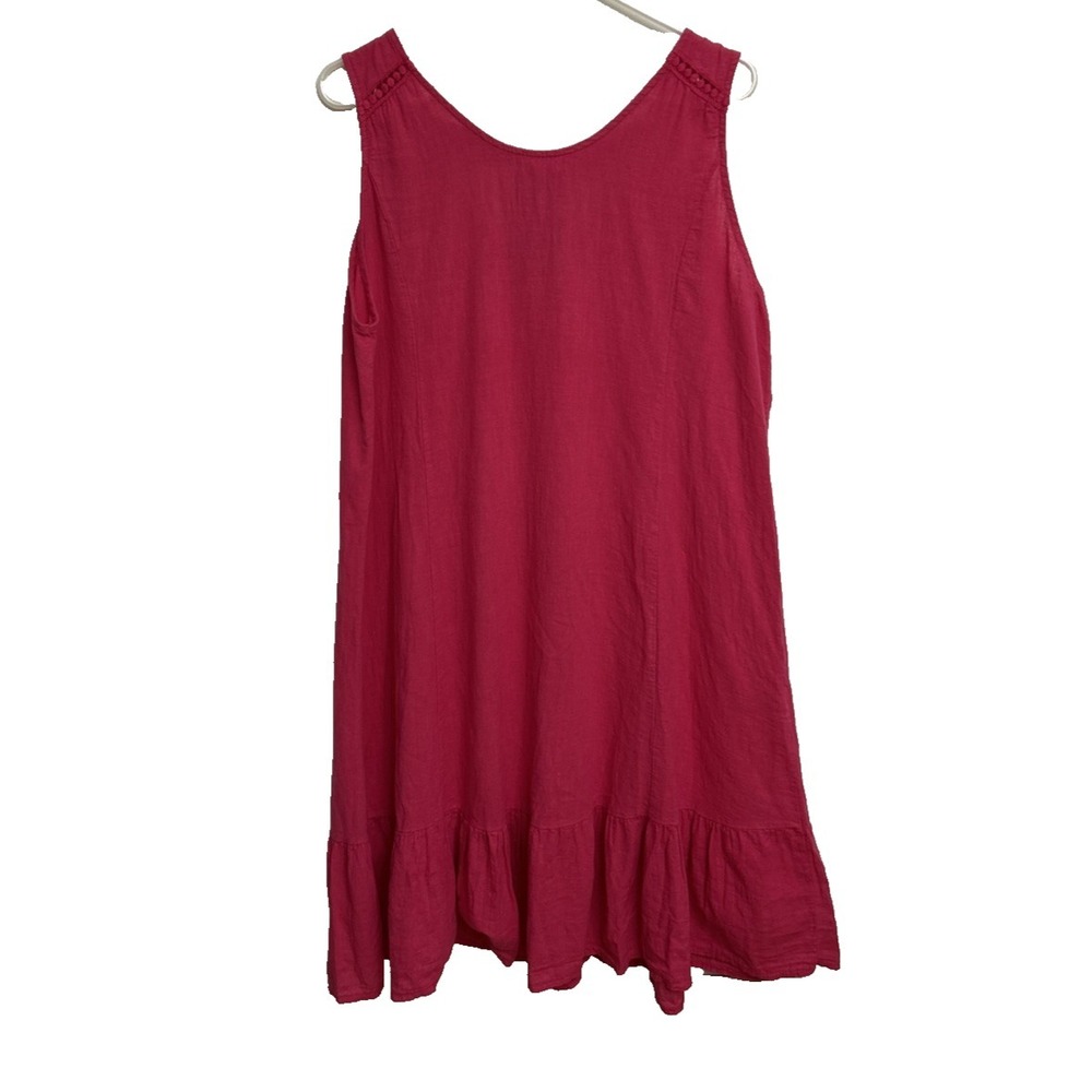Terzo Millennio Linen Cotton Dress Women's XL Hot Pink Made in Italy Ruffle Hem